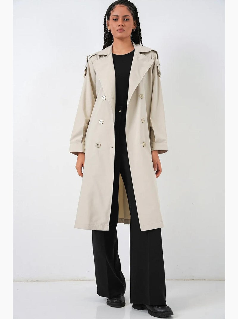 Trench-coat long matelassé à double boutonnage bdart Sable - Kiabi