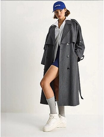 Trench-coat mi-long en coton avec fermeture à double boutonnage lucci