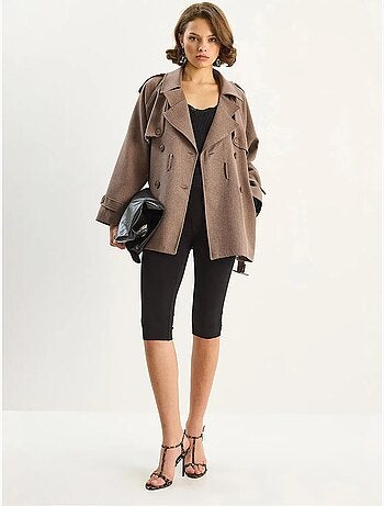 Trench-coat mi-long en mélange de coton avec fermeture boutonnée lucci