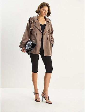 Trench-coat mi-long en mélange de coton avec fermeture boutonnée lucci