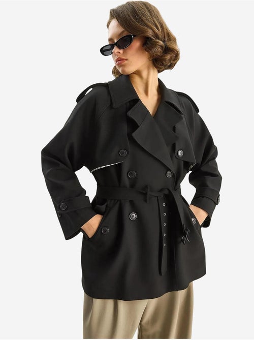 Trench-coat mi-long en mélange de coton avec fermeture boutonnée lucci - Kiabi Trench-coat mi-long en mélange de coton avec fermeture boutonnée lucci - Kiabi