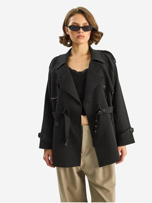 Trench-coat mi-long en mélange de coton avec fermeture boutonnée lucci - Kiabi Trench-coat mi-long en mélange de coton avec fermeture boutonnée lucci - Kiabi