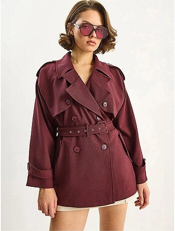 Trench-coat mi-long en mélange de coton avec fermeture boutonnée lucci