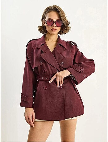 Trench-coat mi-long en mélange de coton avec fermeture boutonnée lucci