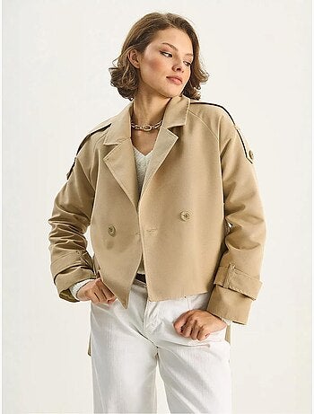 Trench-coat oversize en coton et élasthanne avec fermeture à nouer lucci