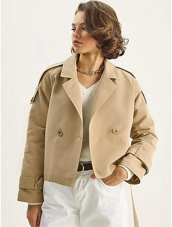 Trench-coat oversize en coton et élasthanne avec fermeture à nouer lucci