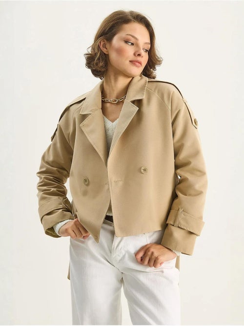 Trench-coat oversize en coton et élasthanne avec fermeture à nouer lucci - Kiabi Trench-coat oversize en coton et élasthanne avec fermeture à nouer lucci - Kiabi