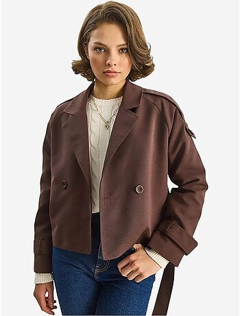 Trench-coat oversize en coton et élasthanne avec fermeture à nouer lucci