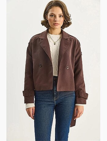 Trench-coat oversize en coton et élasthanne avec fermeture à nouer lucci