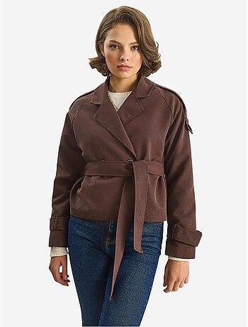Trench-coat oversize en coton et élasthanne avec fermeture à nouer lucci
