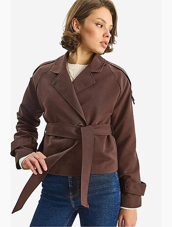 Trench-coat oversize en coton et élasthanne avec fermeture à nouer lucci
