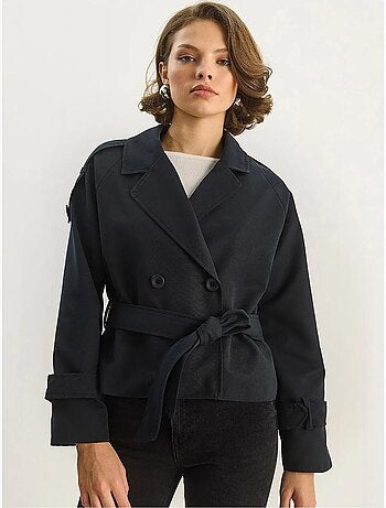 Trench-coat oversize en coton et élasthanne avec fermeture à nouer lucci