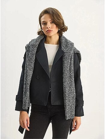 Trench-coat oversize en coton et élasthanne avec fermeture à nouer lucci