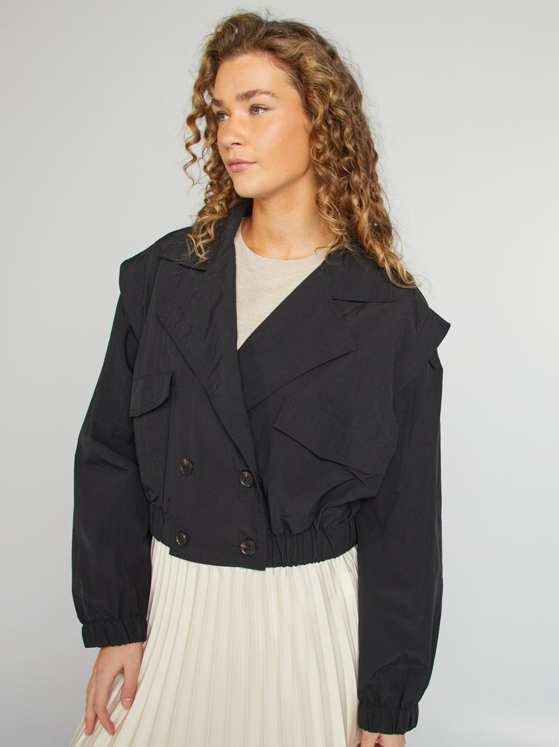 Trench court - coupe cropped noir - Kiabi