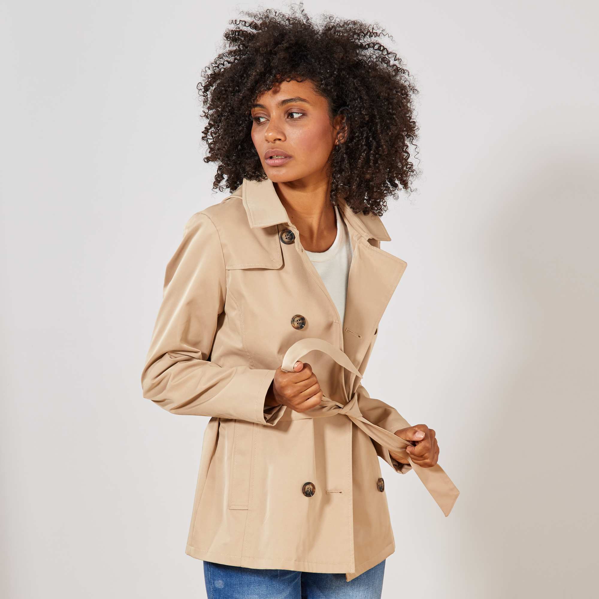 Trench Beige Femme Court Trench Court