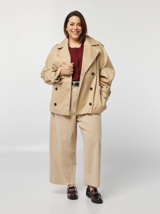 Trench court avec col tailleur