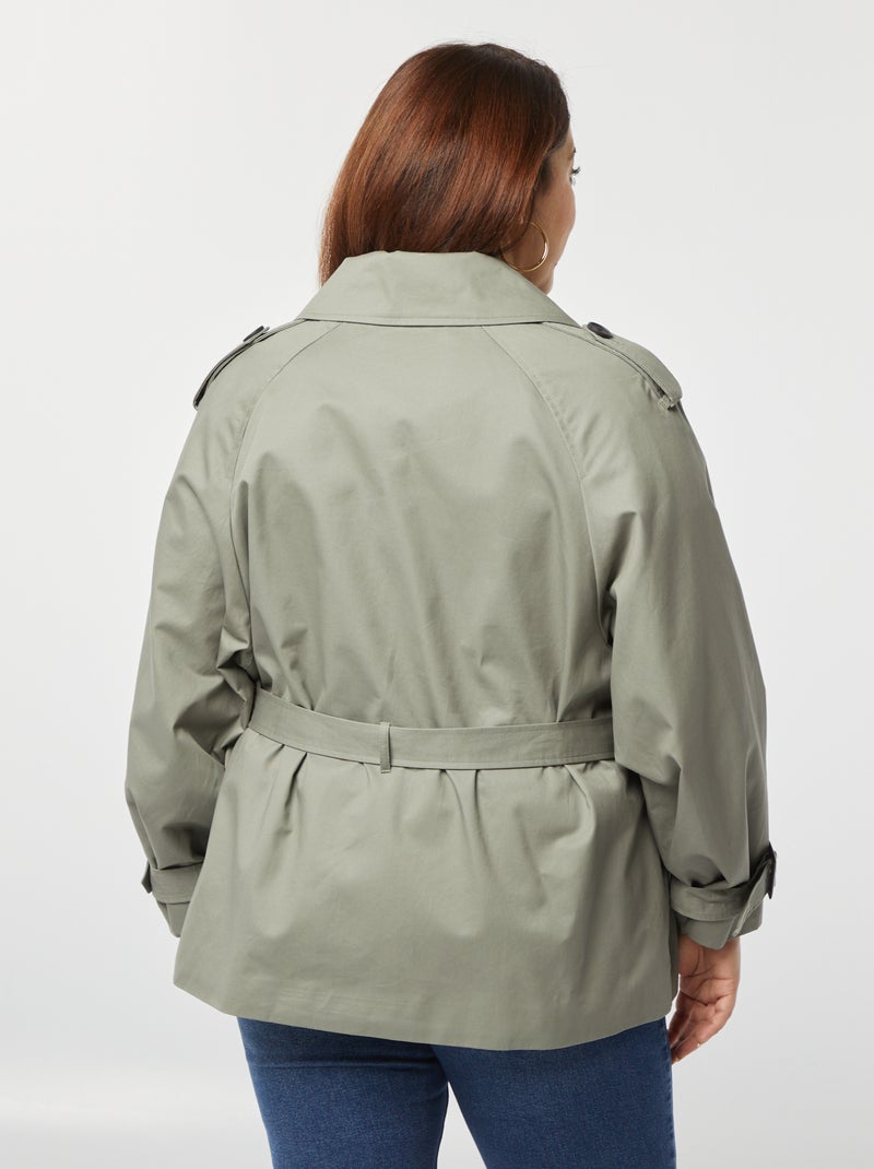 Trench court avec col tailleur Gris vert - Kiabi