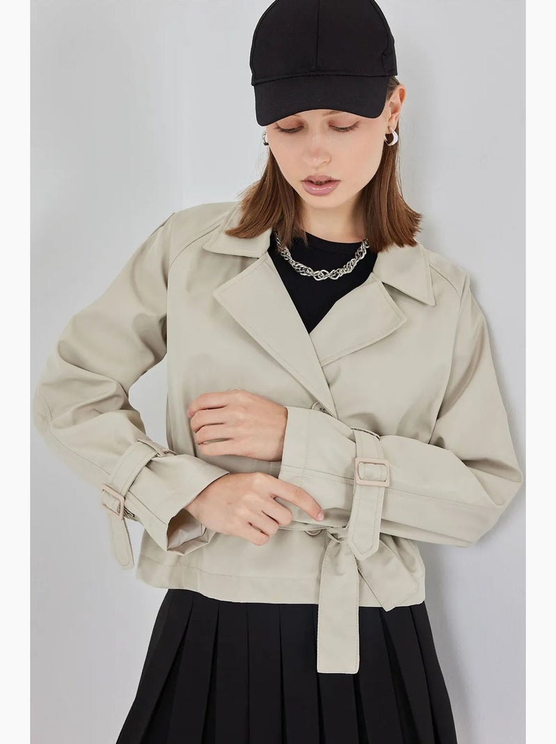 Trench court ceinturé bdart Beige argile - Kiabi