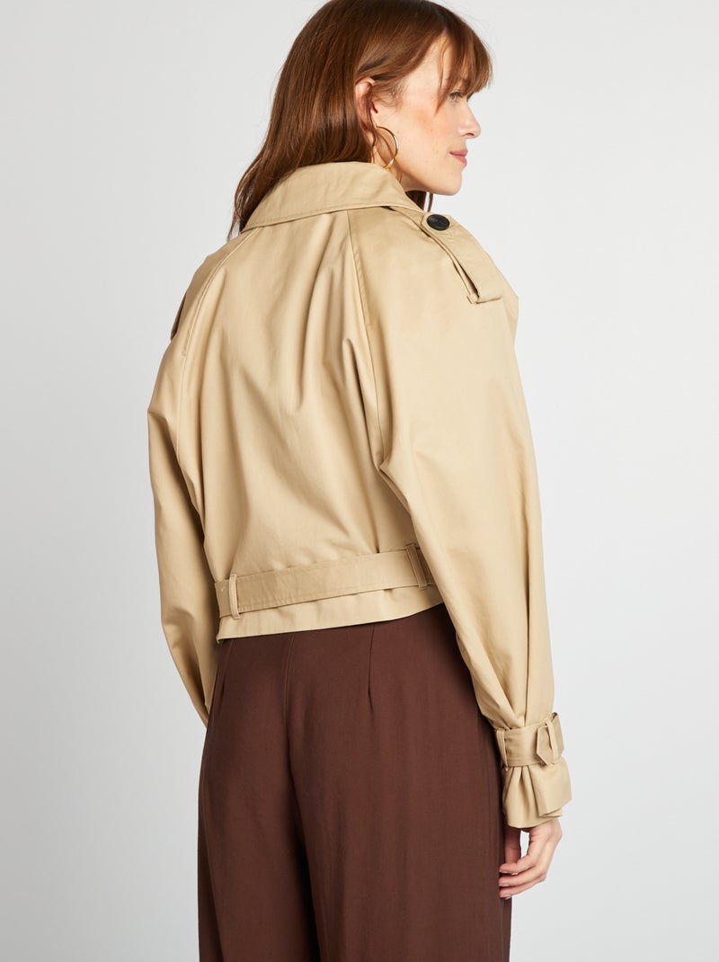 Trench court déperlant avec emmanchures raglan Beige - Kiabi