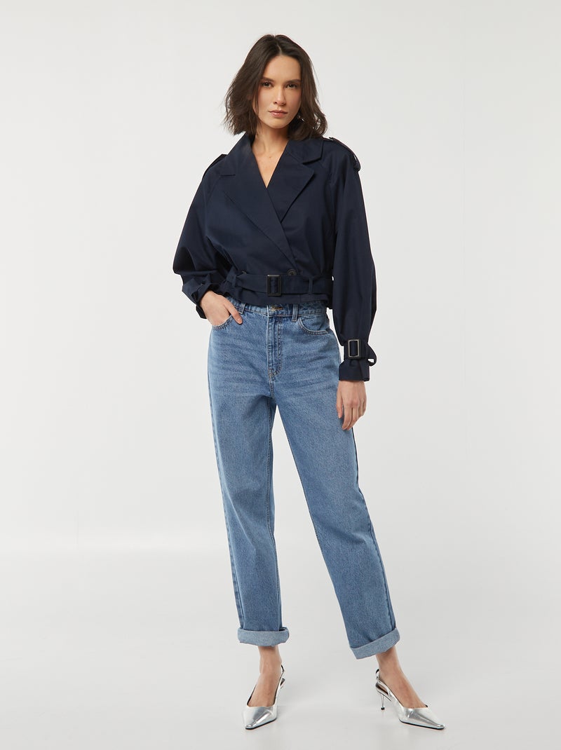 Trench court déperlant avec emmanchures raglan BLEU - Kiabi