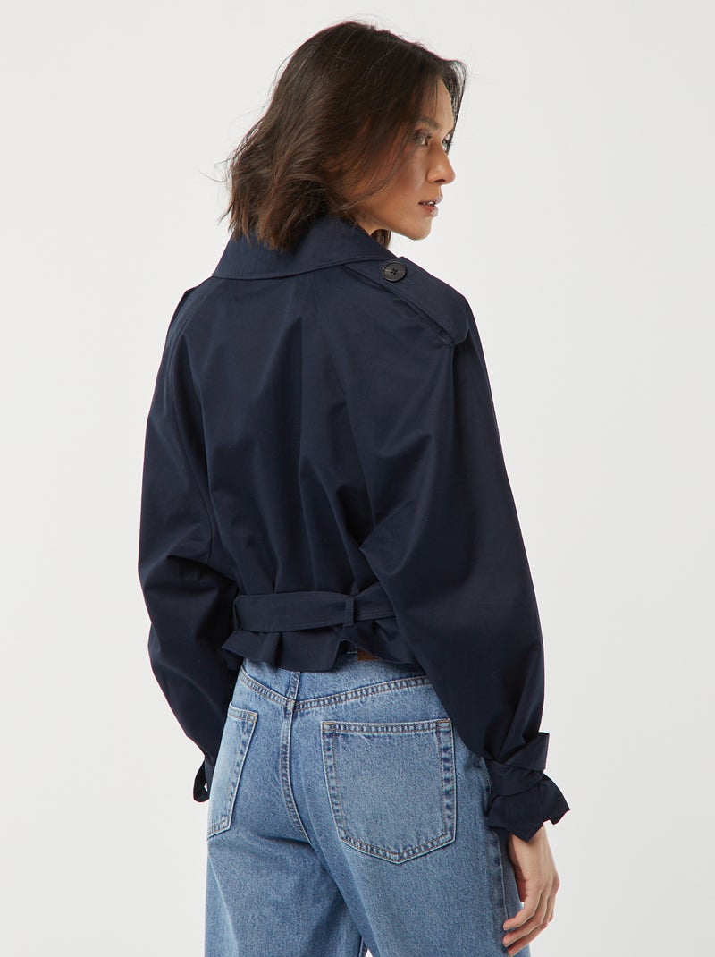 Trench court déperlant avec emmanchures raglan BLEU - Kiabi