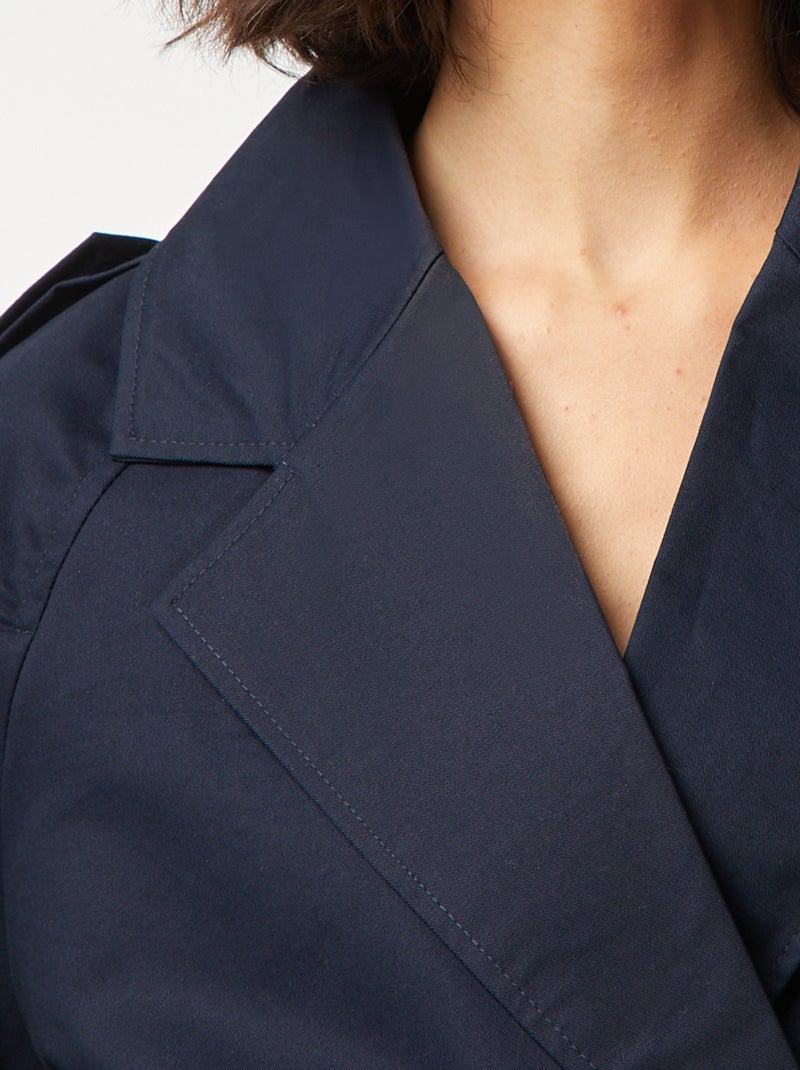 Trench court déperlant avec emmanchures raglan BLEU - Kiabi