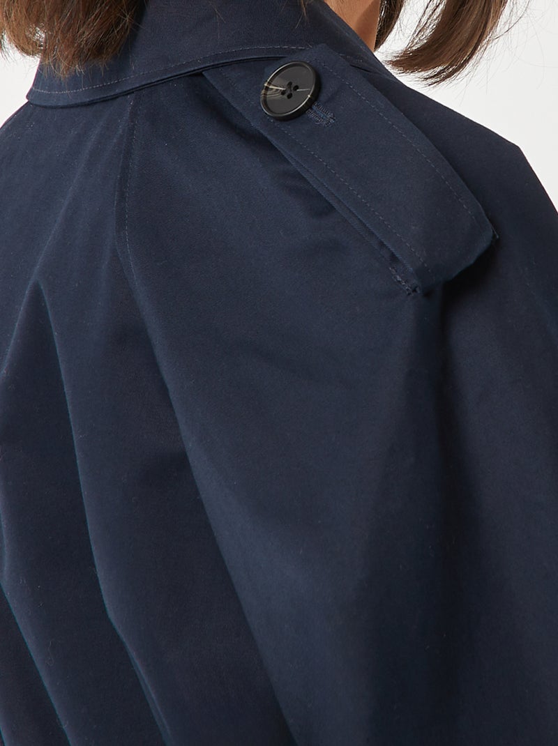 Trench court déperlant avec emmanchures raglan BLEU - Kiabi