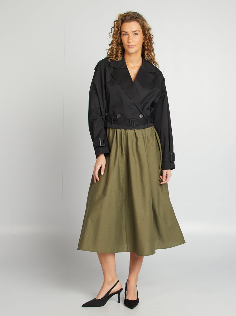 Trench court déperlant avec emmanchures raglan noir - Kiabi