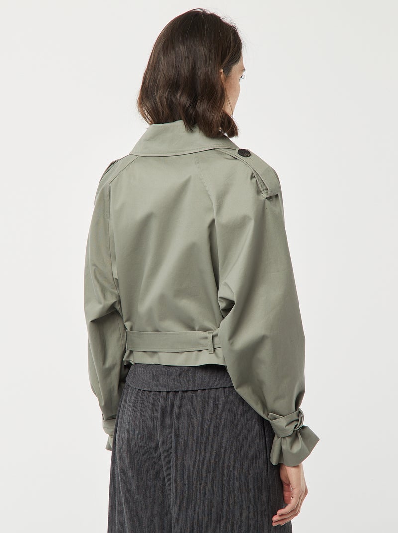 Trench court déperlant avec emmanchures raglan VERT - Kiabi