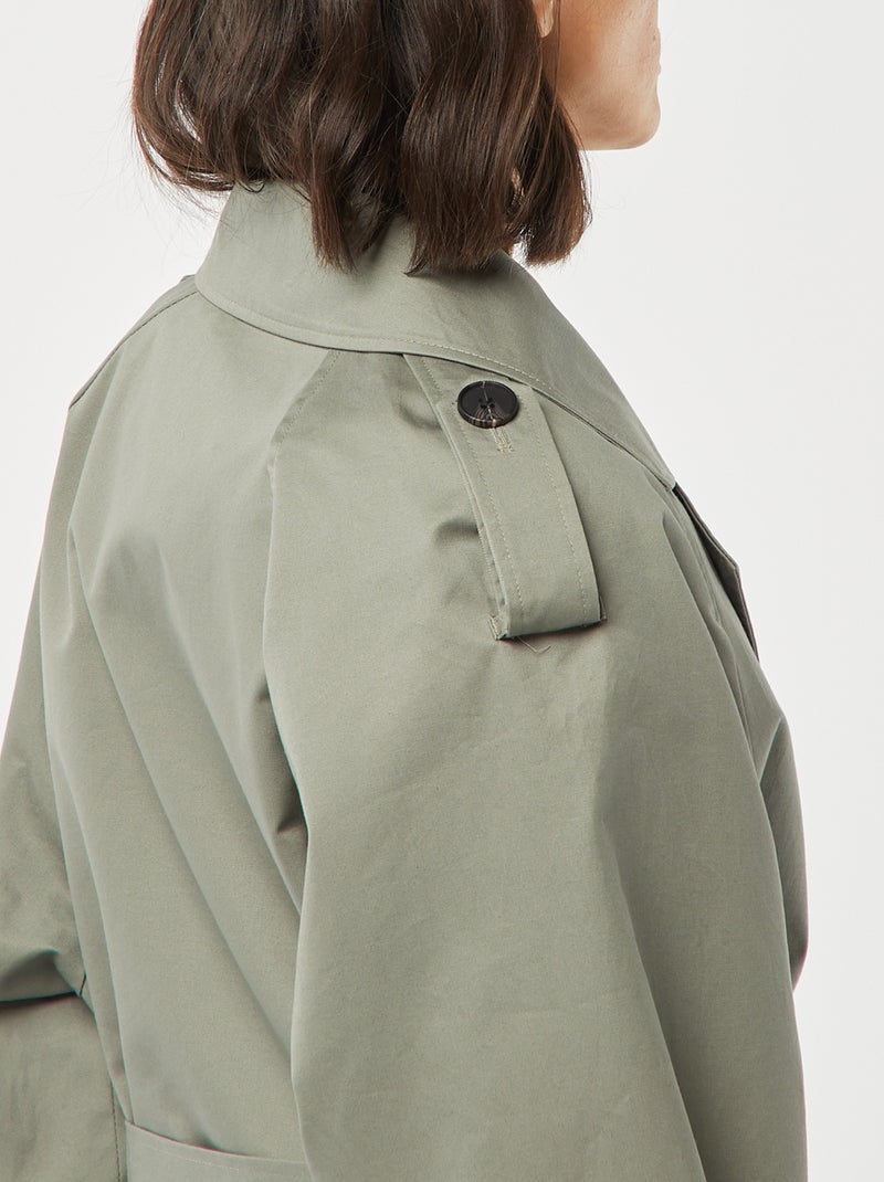 Trench court déperlant avec emmanchures raglan VERT - Kiabi