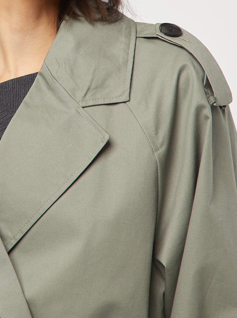 Trench court déperlant avec emmanchures raglan VERT - Kiabi