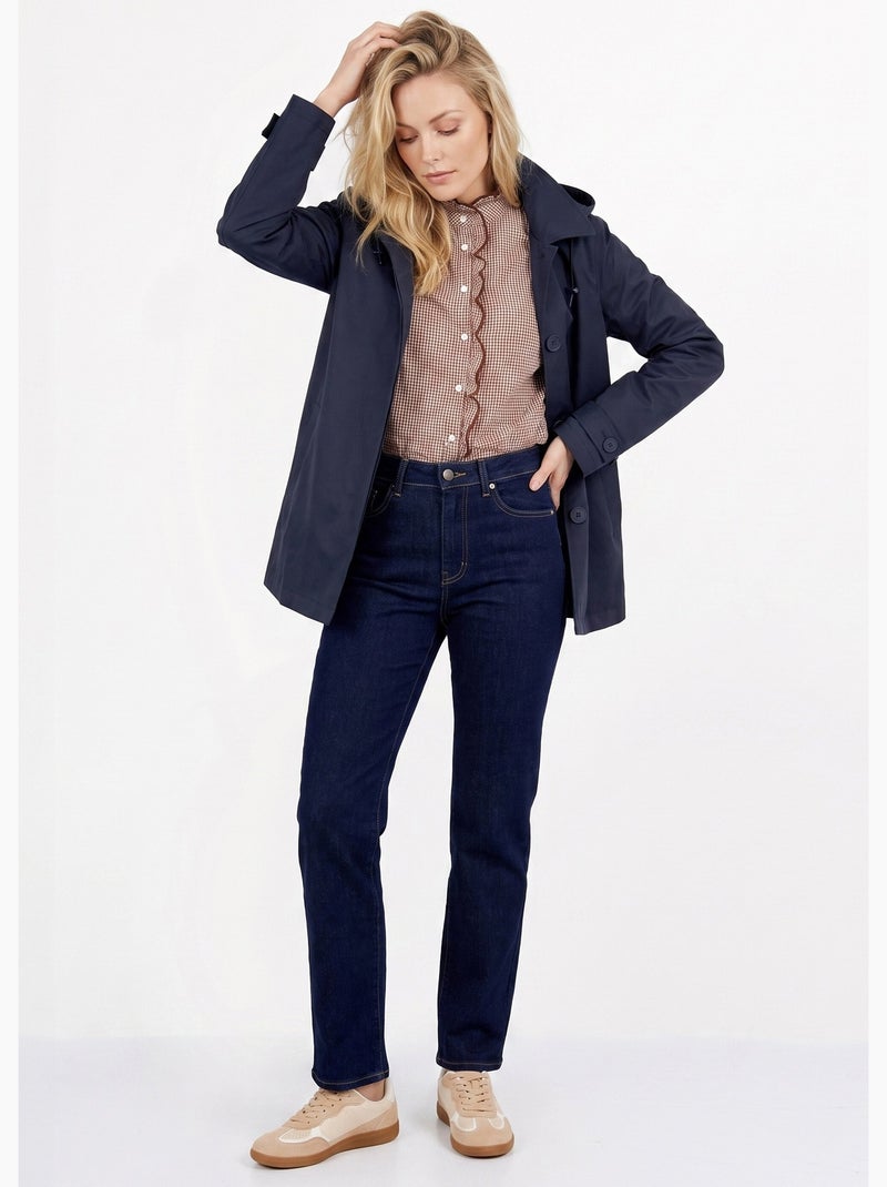 Trench court déperlant, capuche amovible - afibel Bleu marine - Kiabi