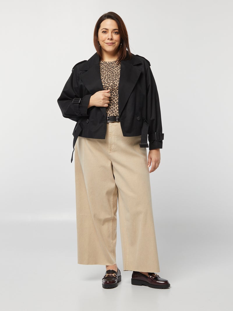 Trench court déperlant noir - Kiabi