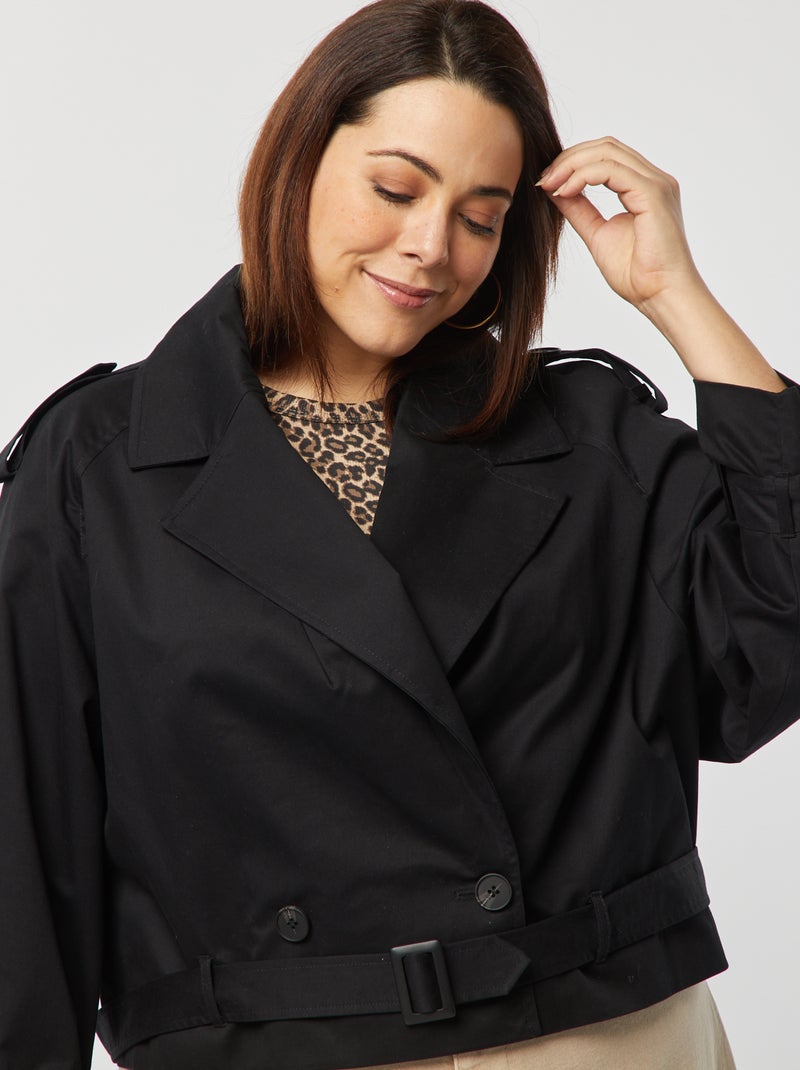 Trench court déperlant noir - Kiabi