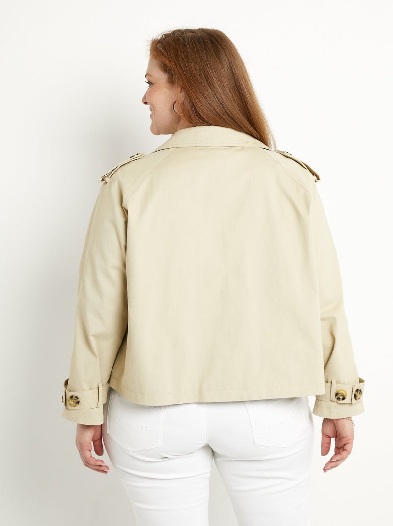 Trench court double boutonnage coton doublé - Afibel Beige - Kiabi