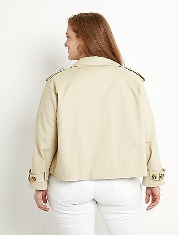 Trench court double boutonnage coton doublé