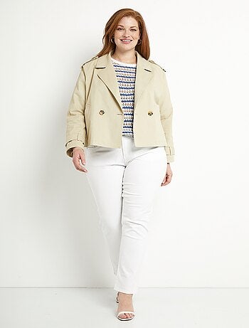 Trench court double boutonnage coton doublé