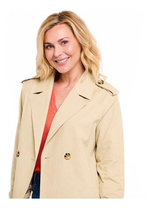 Trench court double boutonnage coton doublé - Kiabi