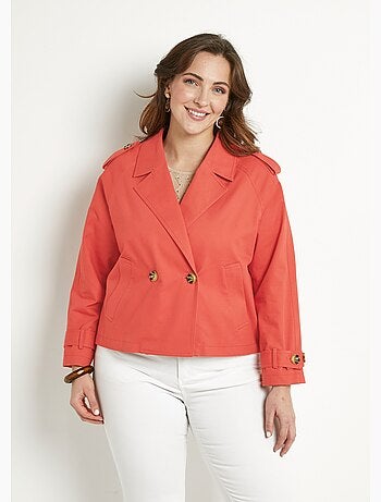 Trench court double boutonnage coton doublé