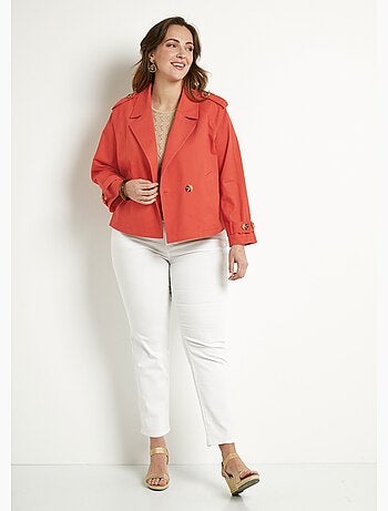 Trench court double boutonnage coton doublé