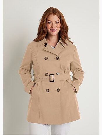 Trench court double boutonnage uni col pointu - Afibel