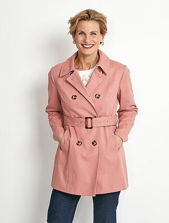 Trench court double boutonnage uni col pointu - Afibel