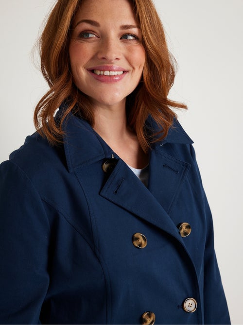 Trench court double boutonnage uni col pointu - Kiabi