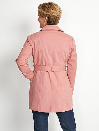 Trench court double boutonnage uni col pointu