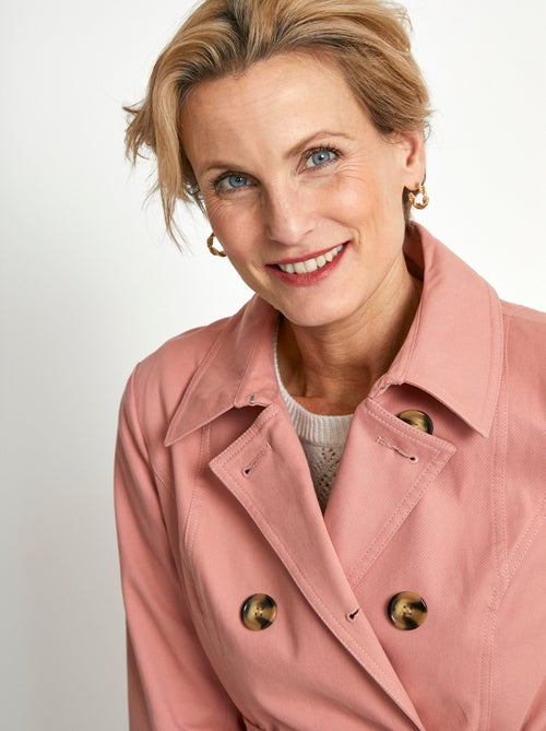 Trench court double boutonnage uni col pointu - Kiabi