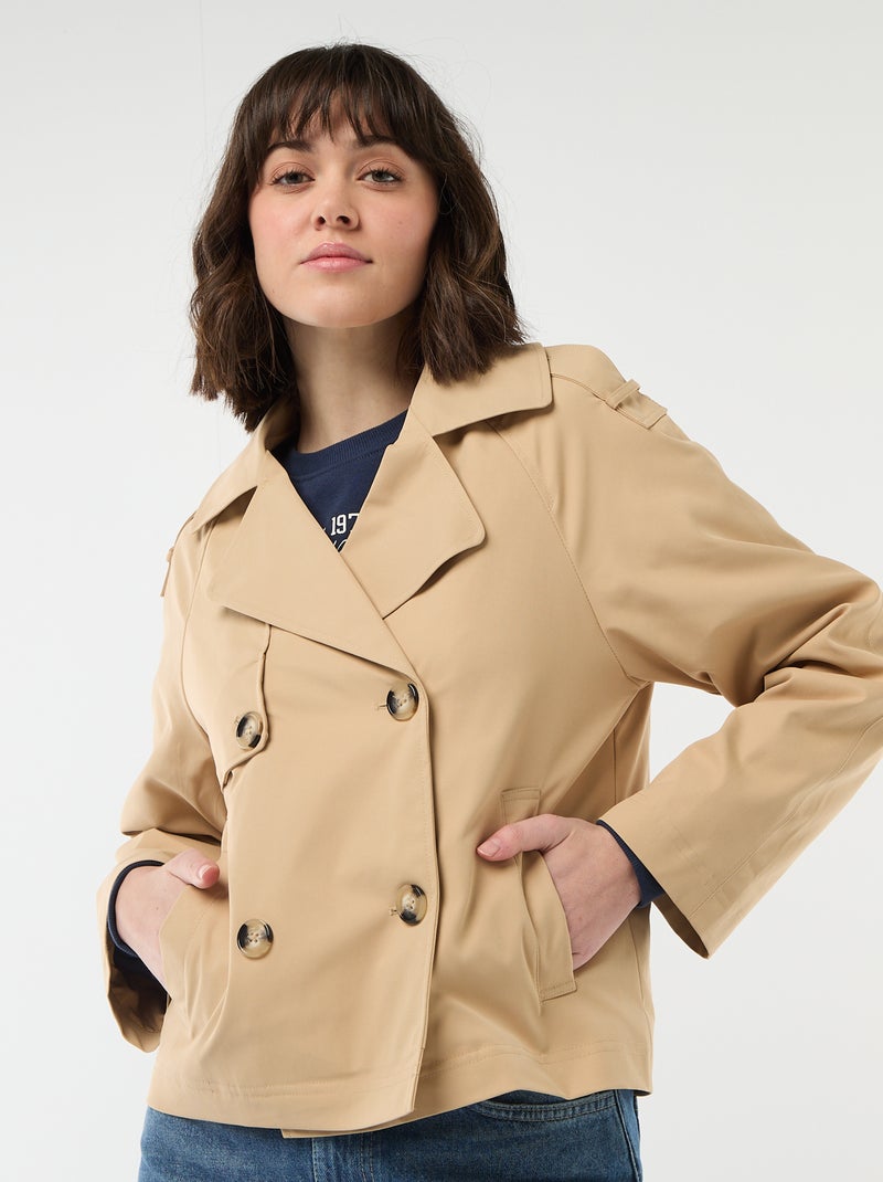 Trench court en coton Beige - Kiabi