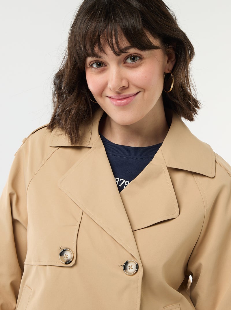 Trench court en coton Beige - Kiabi