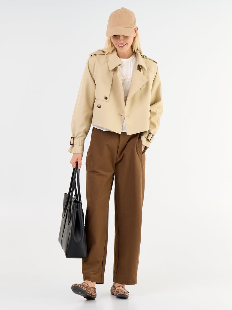Trench court en coton Beige - Kiabi