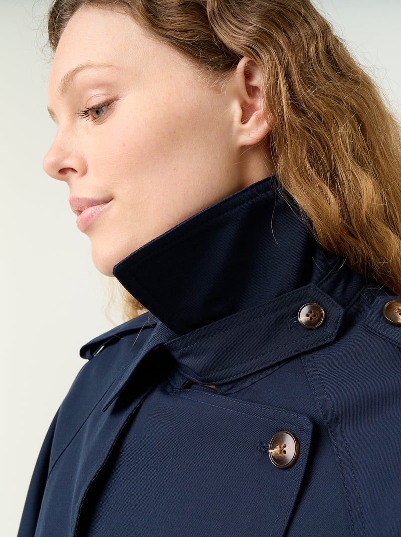 Trench court en coton Bleu - Kiabi