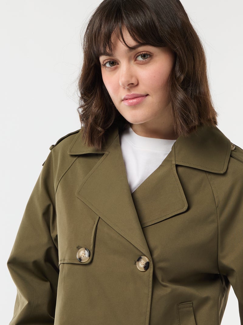 Trench court en coton Kaki - Kiabi